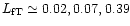 $L_{\rm fT}\simeq 0.02, 0.07, 0.39$