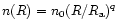 $n(R)=n_0(R/R_{\rm a})^q$