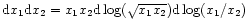 ${\rm d}x_1{\rm d}x_2=x_1x_2 {\rm d}\log(\sqrt{x_1x_2}) {\rm d}\log(x_1/x_2)$