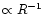 $\propto R^{-1}$
