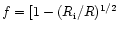 $f=[1-(R_{\rm
i}/R)^{1/2}$