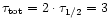 $\tau_{\rm tot} =
2\cdot\tau_{1/2}=3$