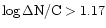 $\log \Delta {\rm N/C}> 1.17$