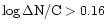 $\log \Delta {\rm N/C}> 0.16$