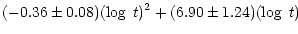 $\displaystyle (-0.36\pm0.08)(\log~t)^2+(6.90\pm1.24)(\log~t)$