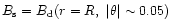 $B_{\rm s}=B_{\rm d}(r=R,\ \vert\theta\vert\sim 0.05)$