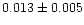 $0.013 \pm 0.005 $