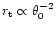 $r_{\rm t} \propto
\theta_0^{-2}$