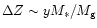 $\Delta Z\sim yM_*/M_{\rm g}$