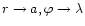 $r \rightarrow a, \varphi \rightarrow \lambda $