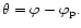 $\theta =\varphi - \varphi_{\rm p}.$