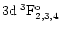 $\rm 3d\:^3F_{2,3,4}^o$