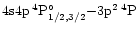 $4{\rm s}4{\rm p}\:^4{\rm P}_{1/2,3/2}^{\circ }{-}3{\rm p}^2\:^4{\rm P}$