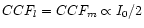 $CCF_l = CCF_m \propto I_0/2$