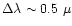 $\Delta \lambda
\sim 0.5~\mu$