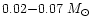 $0.02 {-} 0.07 ~ {M}_{\odot}$