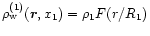 $\rho_{\rm w}^{(1)}({\vec r},x_1) = \rho_1 F(r/R_1)$