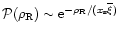 ${\cal P}(\rho_{\rm R}) \sim {\rm e}^{-\rho_{\rm R}/(x_{\rm s} \overline{\xi})}$