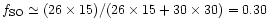$f_{\rm SO } \simeq (26\times15)/(26\times15+30\times30)=0.30$
