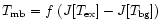 $T_{\rm mb} = f ~ (J[T_{\rm ex}]-J[T_{\rm bg}])$