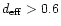 $d_{\rm eff}>0.6$