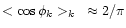 $<\cos \phi_k>_k~\approx 2/\pi$