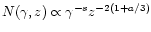 $N(\gamma, z) \propto
\gamma^{-s} z^{-2(1+a/3)}$