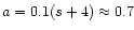 $a = 0.1 (s+4) \approx 0.7$