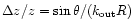 $\Delta z/z = \sin\theta/(k_{{\rm out}} R)$