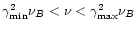 $\gamma_{{\rm min}}^2 \nu_B < \nu < \gamma_{{\rm max}}^2
\nu_B$