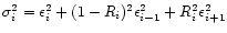 $\sigma_i^2 = \epsilon_i^2 + (1-R_i)^2 \epsilon_{i-1}^2 + R_i^2 \epsilon_{i+1}^2$