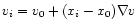 $v_i=v_0+(x_i-x_0) \nabla v$