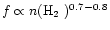 $f\propto n(\hbox{$\rm H_{2}$ })^{0.7-0.8}$