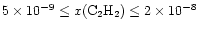 $5 \times 10^{-9} \leq x({\rm C}_{2}{\rm H}_{2})
\leq 2 \times 10^{-8}$