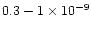 $0.3 - 1 \times 10^{-9}$