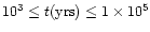 $10^{3} \leq t({\rm yrs}) \leq 1 \times 10^{5}$