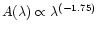 $A(\lambda)\propto \lambda^{(-1.75)}$
