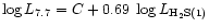 $\log L_{ 7.7} =C+ 0.69 ~\log L_{ \rm H_{2}S(1)}$