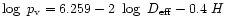 $\log~p_{\rm v} = 6.259 - 2~\log~D_{{\rm eff}} - 0.4~H$