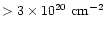 $> 3 \times 10^{20}~{\rm cm}^{-2}$