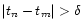 $\vert t_n-t_m\vert>\delta$