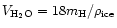$V_{{\rm H_2O}}=18m_{\rm H}/\rho_{{\rm ice}}$
