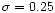 $\sigma =0.25$