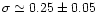 $\sigma \simeq 0.25\pm 0.05$