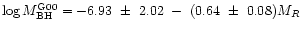 $\log M_{\rm BH}^{\rm G00}=-6.93~\pm~2.02~-~(0.64~\pm~0.08)M_R$