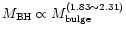 $M_{\rm BH}\propto M_{\rm bulge}^{(1.83\sim 2.31)}$