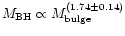 $M_{\rm BH}\propto M_{\rm bulge}^{(1.74\pm 0.14)}$