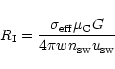 \begin{displaymath}%
R_{{\rm I}}={\sigma_{\rm eff} \mu_{\rm C}G
\over 4\pi w n_{\rm sw}u_{\rm sw}}
\end{displaymath}