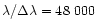 $\lambda/\Delta\lambda =
48~000$