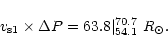 \begin{displaymath}v_{\rm s1} \times \Delta P = 63.8\vert^{70.7}_{54.1} \ {R}_\odot.
\end{displaymath}